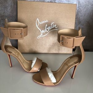 New Christian Louboutin, size 38 tan ankle sandal’s.